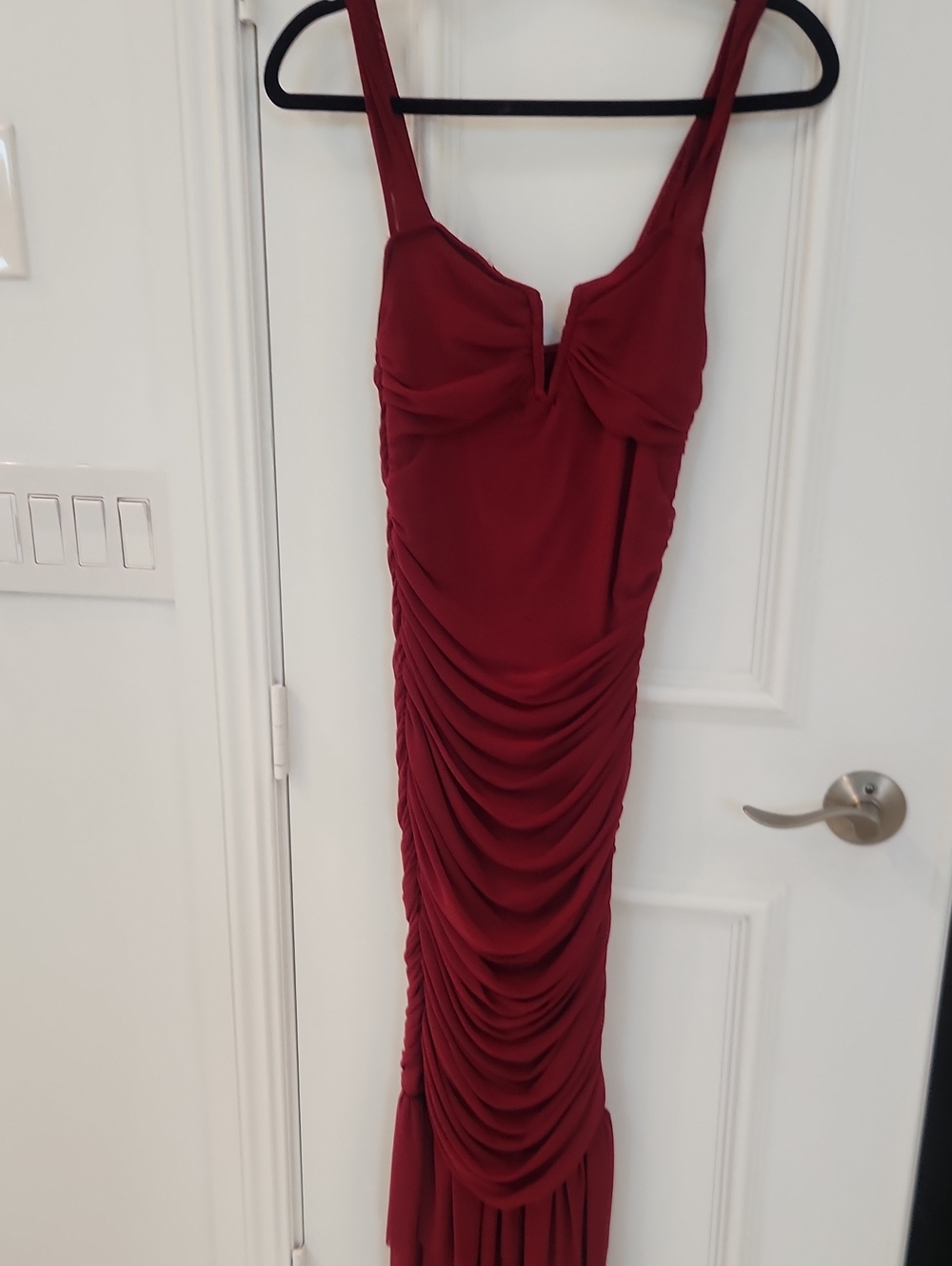 Women’s Ruched Burgundy Evening Dress